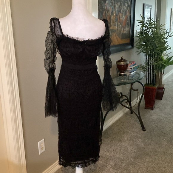 Venus Black Dotted Mesh Bodycon Dress size S - Picture 5 of 11